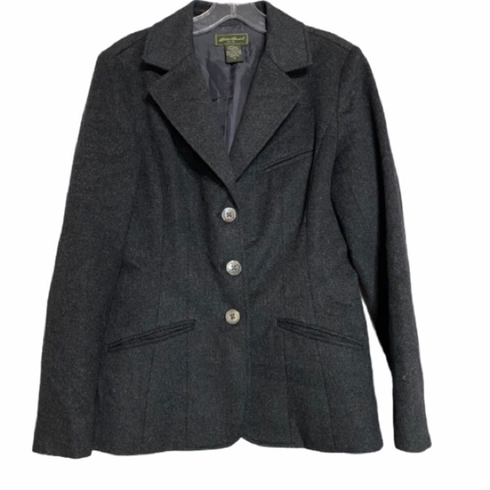 Eddie Bauer Wool &‎ Angora Blend Dark Gray Blazer